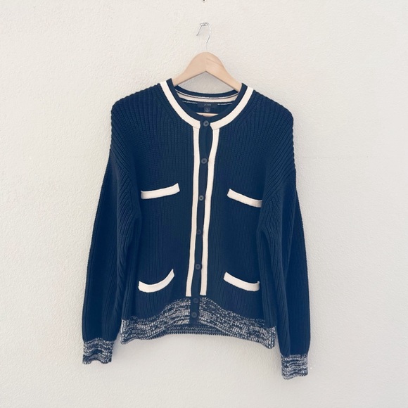 J. Crew Front Pocket Lady Cotton Cardigan Sweater Black Knit Preppy Classic Chic - Picture 6 of 14